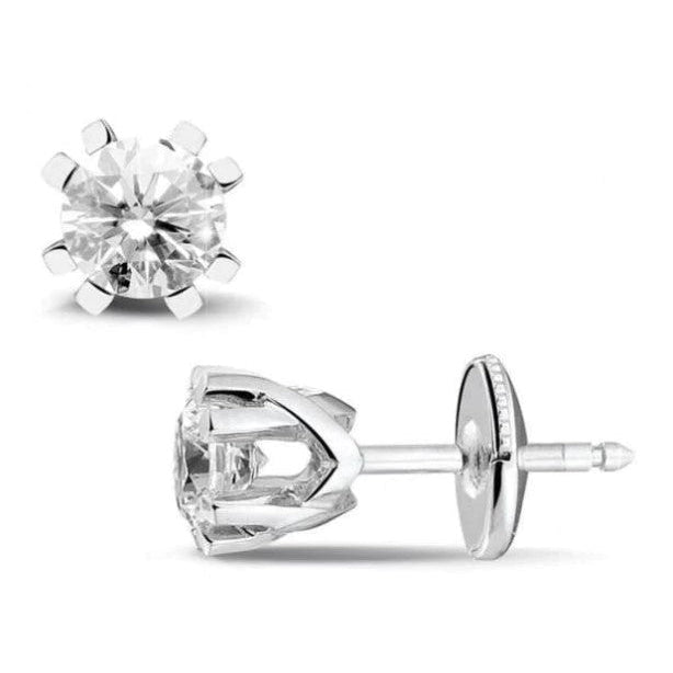 Rundschliff 2 Karat Echt Diamant Damen Ohrstecker Kronenfassung 14 Karat Weißgold