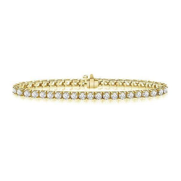 Rundschliff 6,60 Karat Natürliche Diamanten Tennisarmband 14K YG