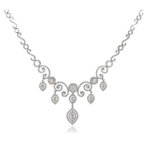 Rundschliff F Vvs1 7,00 Ct Natürliche Diamanten Damen Halskette Weißgold 14K