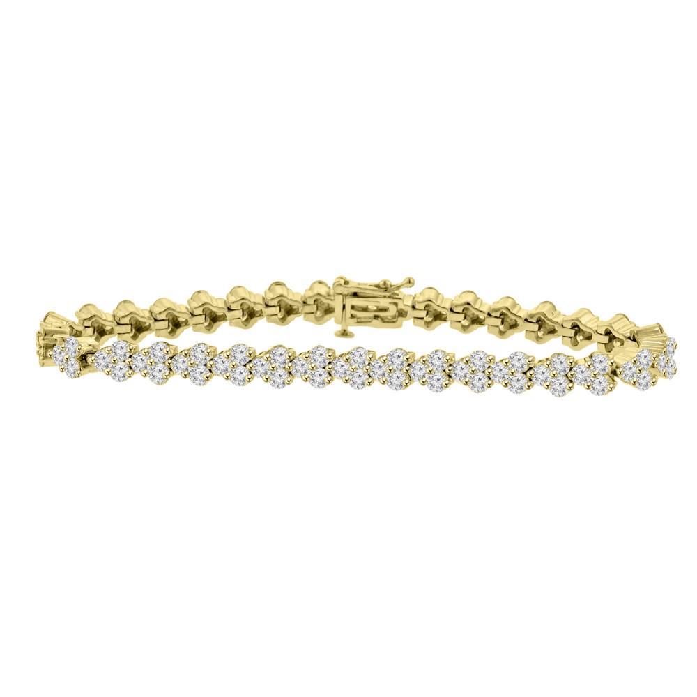 Rundschliff Funkelnde 5 Karat Echt Diamanten Damenarmband YG 14K