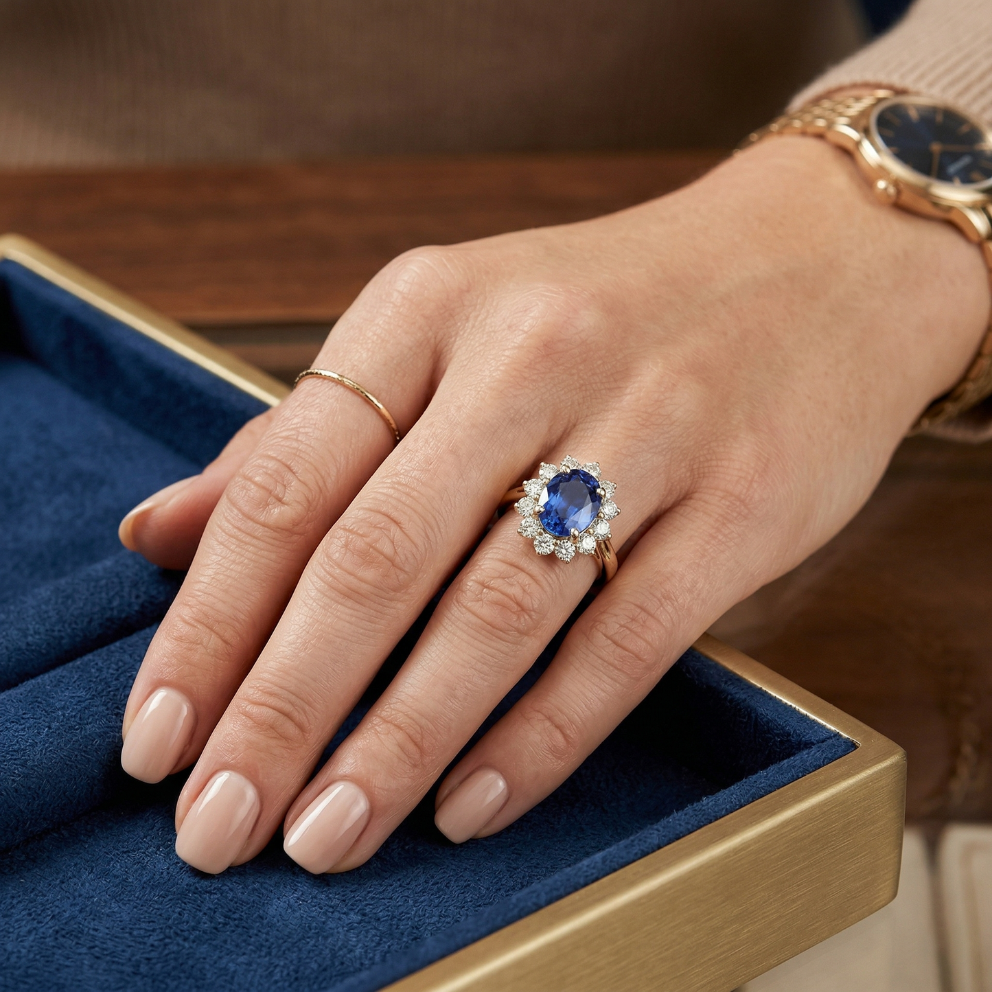 echter oval diamant 3Karat ring auf Weiß