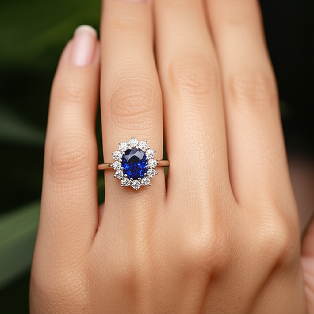 echter oval diamant 1.50Karat ring Profilansicht