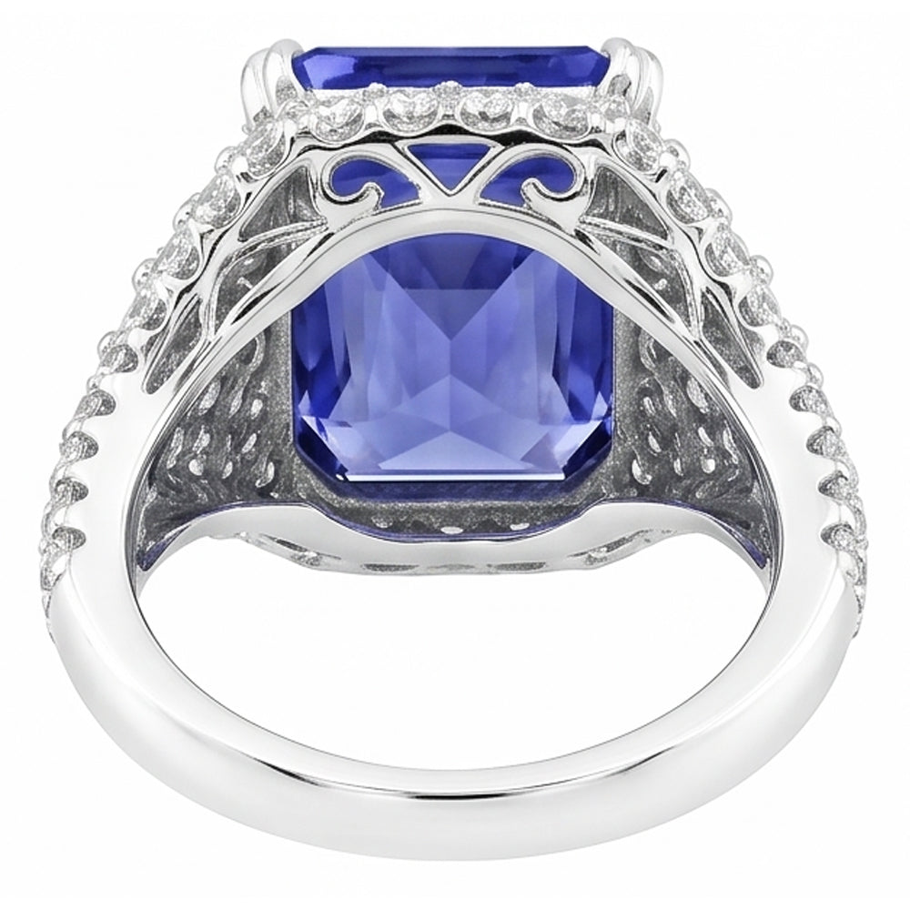Saphir-Edelstein-Ring 4,50 Karat mehrreihig Pave Set Natürlicher Diamant ( nicht im Labor gezüchtet ) Shank