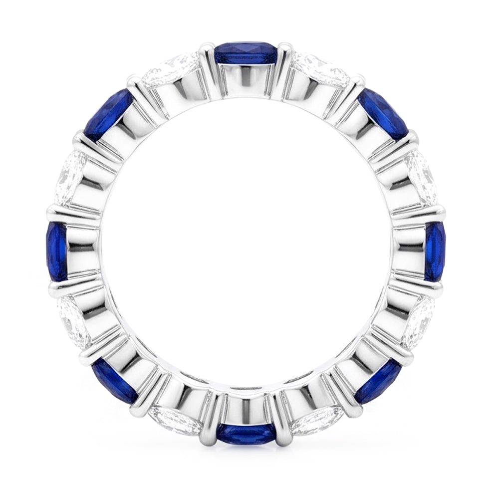Saphir-Verlobungsring echtes blaues Ringband 18 Karat Weißgold