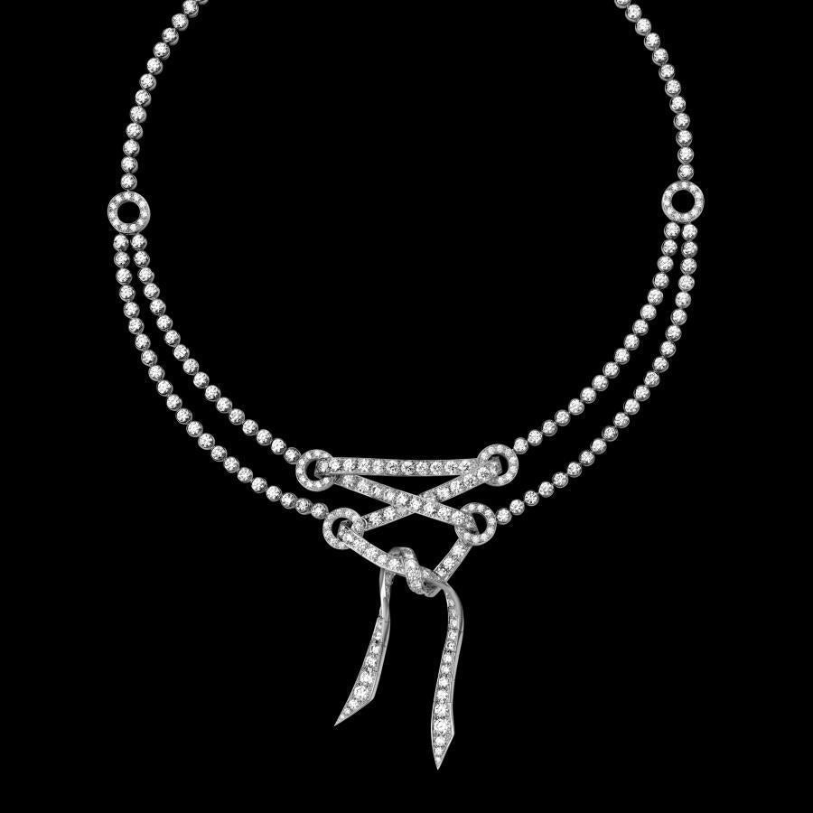 Schöne Runde Echt Diamanthalskette Aus Massivem Weißgold Damenschmuck
