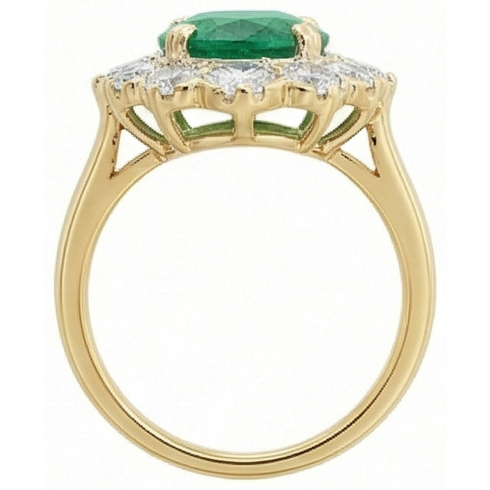 echter round smaragd 3.75Karat ring mit Diamantbesatz