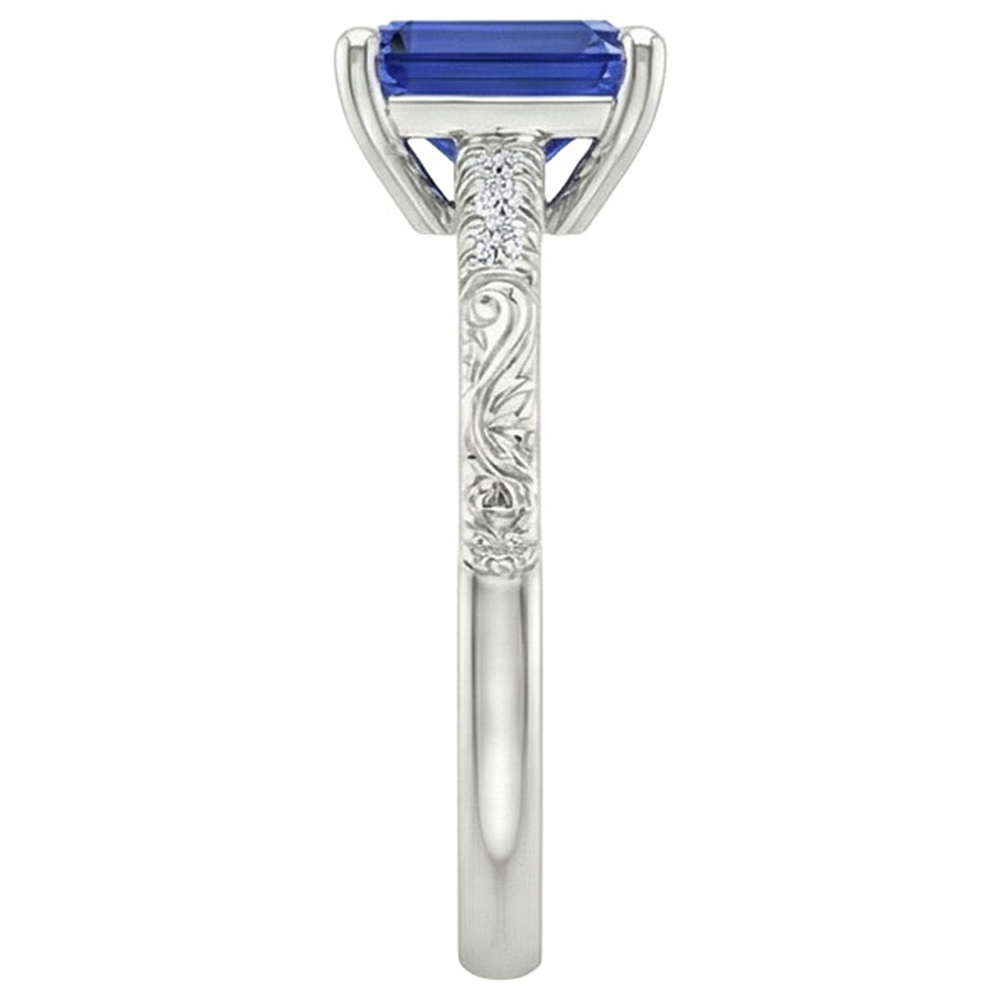 Smaragd-Edelstein mit Akzenten Ring Blauer Saphir & Diamant 3,50 Karat