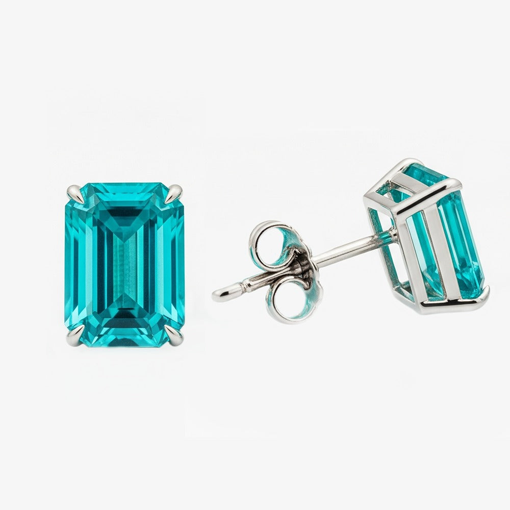 Smaragd-Paraiba-Ohrringe in Weißgold