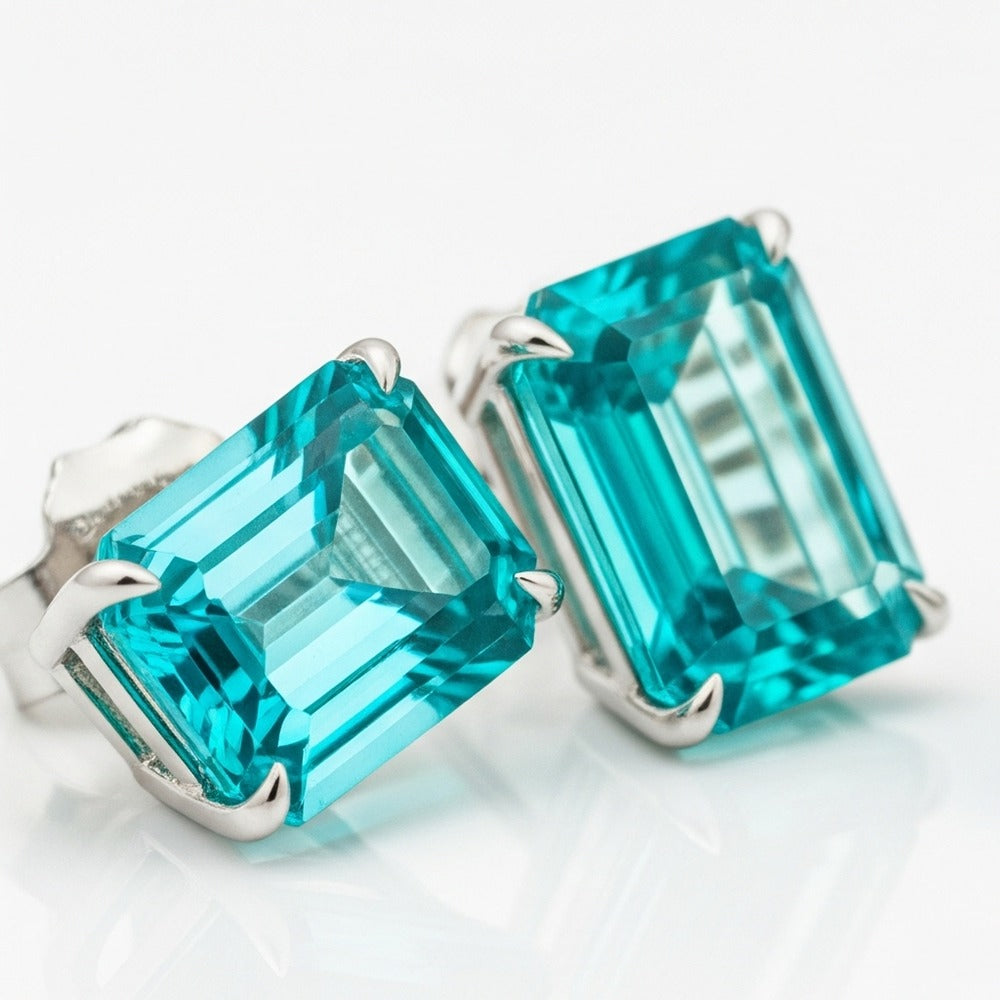Smaragd-Paraiba-Ohrringe in Weißgold