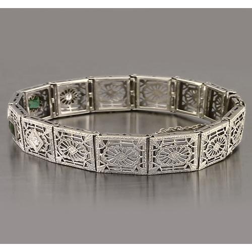 Smaragd Natürliche Diamant Baguette Schliff Armband 4,05 Karat Neu
