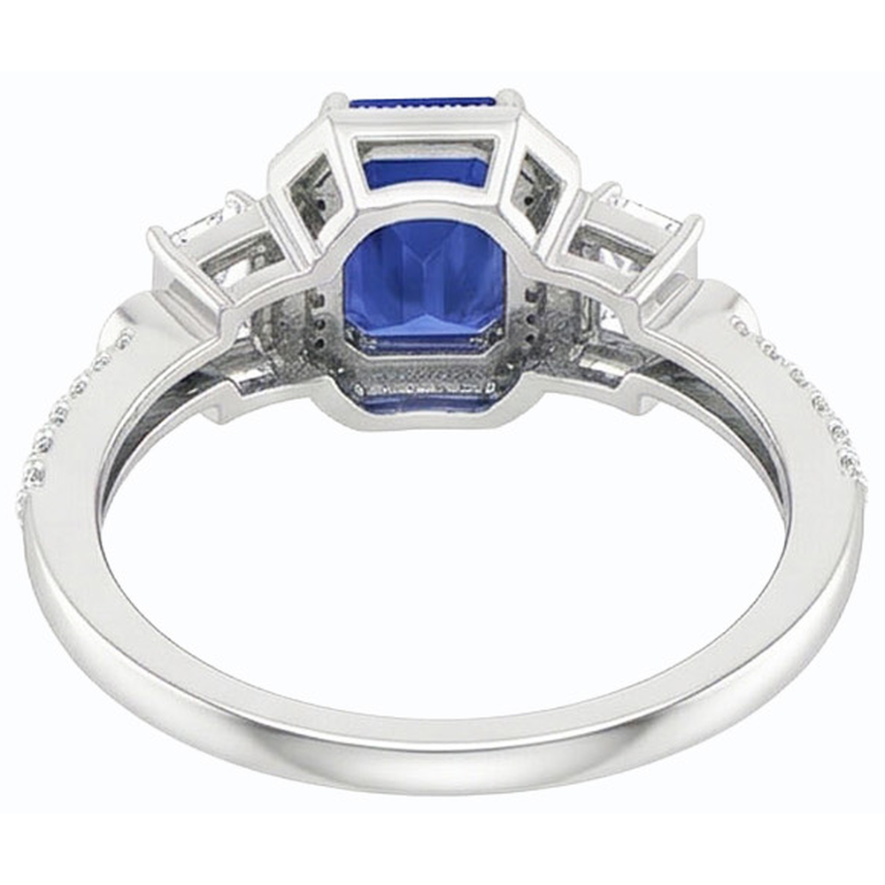 Smaragdblauer Saphir Ehering Gold Konischer Schaft 2.50 Karat 14K