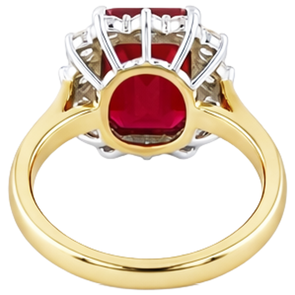 echter round rubin 7.45Karat ring Profilansicht
