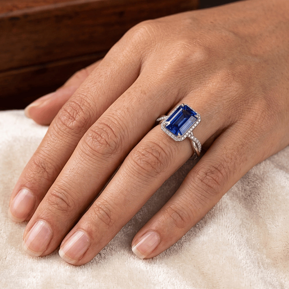 Solitaire Akzente Ring Sri Lanka Saphir & Diamant 3,50 Karat