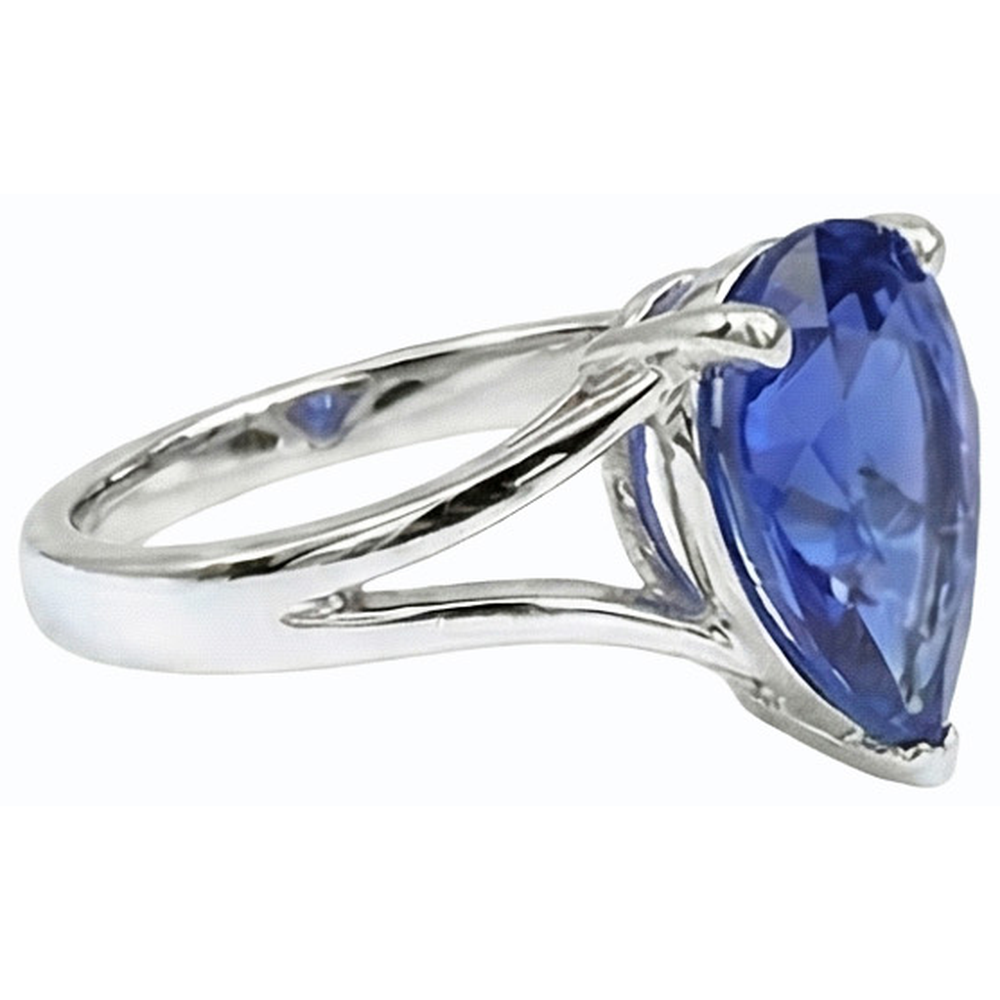 Solitaire Ehering Blauer Saphir Split Schaft 3 Karat Schmuck