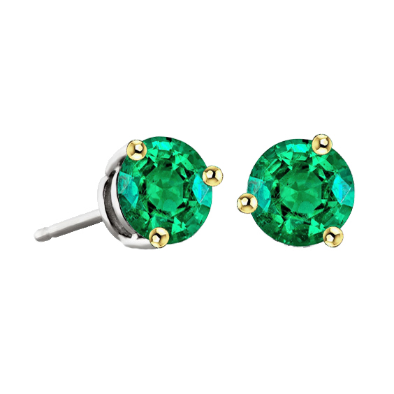 Brillantschliff Edler Smaragd Ring in 14 Karat Zweifarbig Gold – Hauptansicht