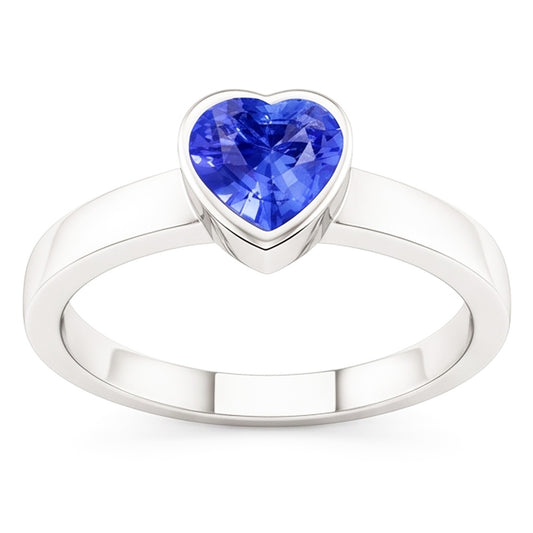 Solitaire Herz Hellblauer Saphir Ring Lünette Set 1 Karat