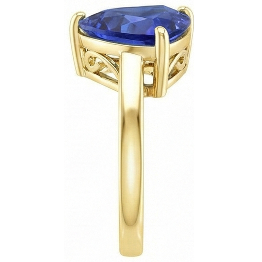 Solitaire Trillion Blue Saphir Ring Gelbgold Schmuck 3 Karat