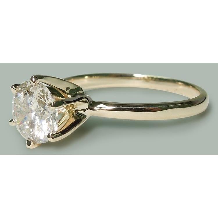 Solitaire 1,50 Karat Runder Natürliche Diamantring Gelbgold 14K