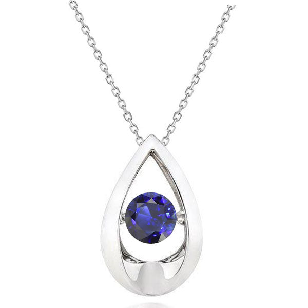 Stein-Halskette 14K Weißgold mit Royalblauer Saphir – Hauptansicht