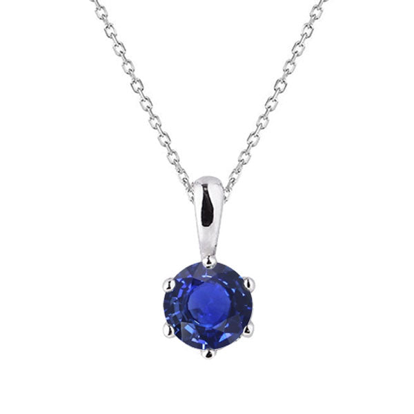 Schmuckstein-Anhänger 14K Weißgold mit Blauer Saphir – Hauptansicht