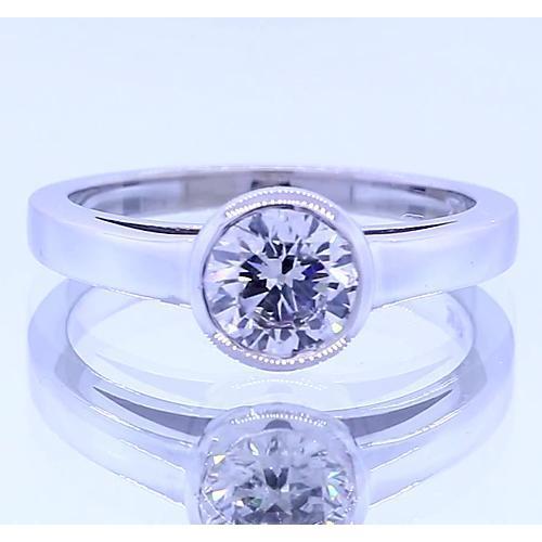 Solitaire Runder Echt Diamantring Lünette Set 1 Karat Weißgold 14K