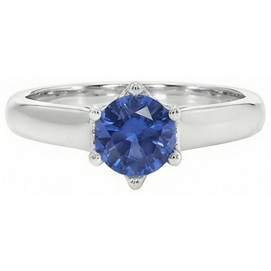 Solitär Blauer Saphir Edelstein Ring 2 Karat Weißgold