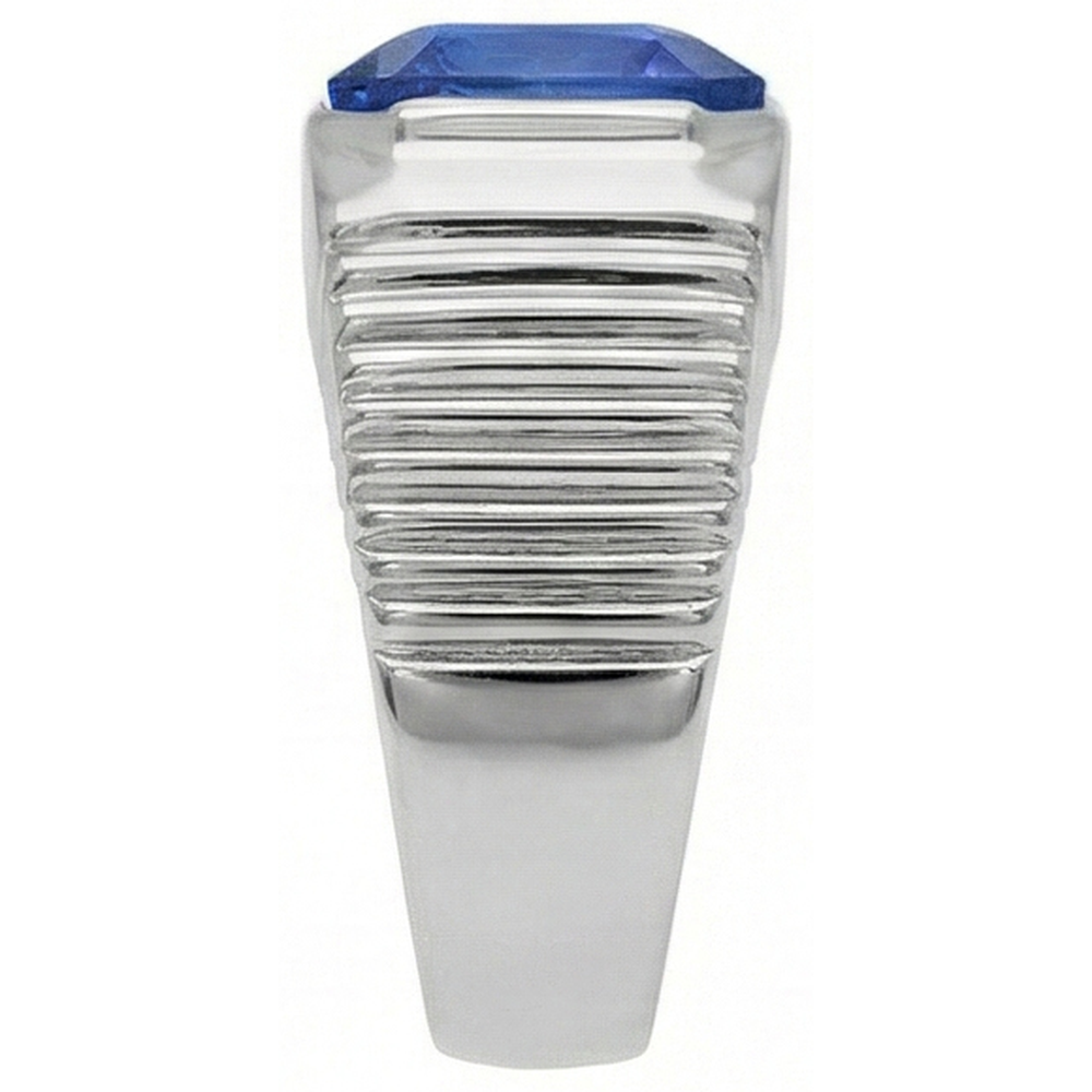 Solitär-Herrenring Radiant Ceylon Saphir Flush Set 2,50 Karat