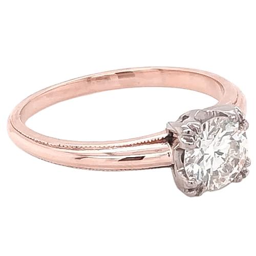 Solitär-Natürliche Diamant Verlobungsring 1 Karat Klaue Prong Milgrain Roségold 14K