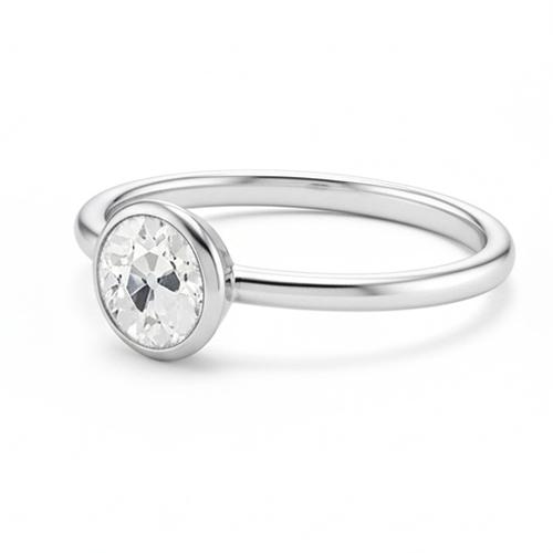 Solitär-Ring-Lünetten-Set Runder Alter Bergmann-Echt Diamant 1 Karat Weißgold