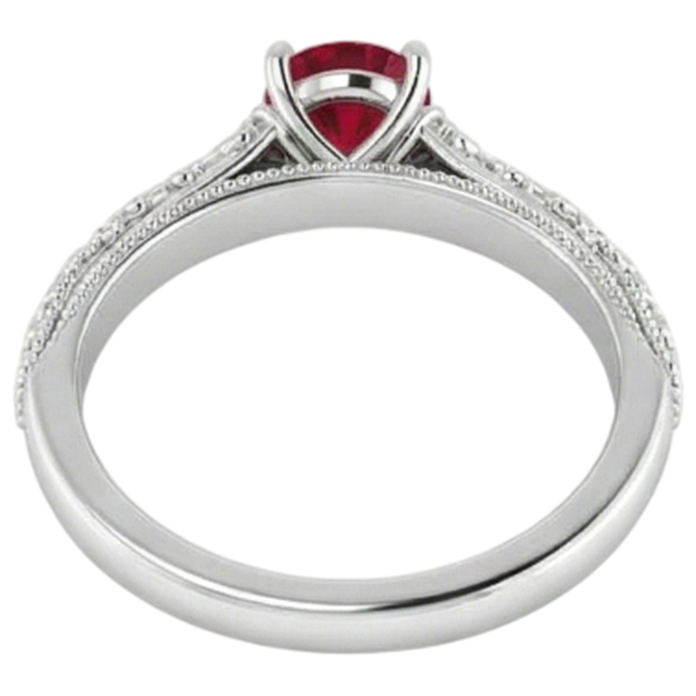 echter round rubin 0.75Karat ring mit Diamantbesatz