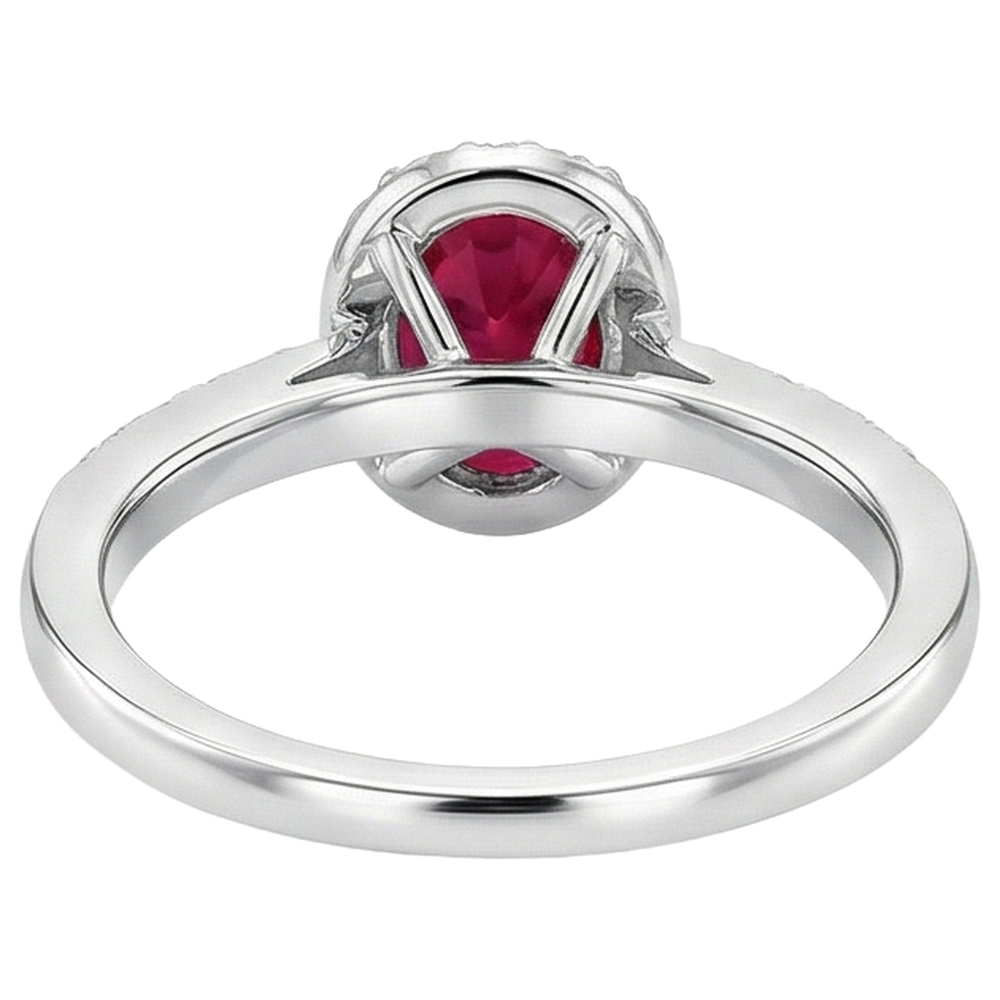 Solitär mit Akzent 3,85 Karat Rubin und Diamanten Ring 14K WG