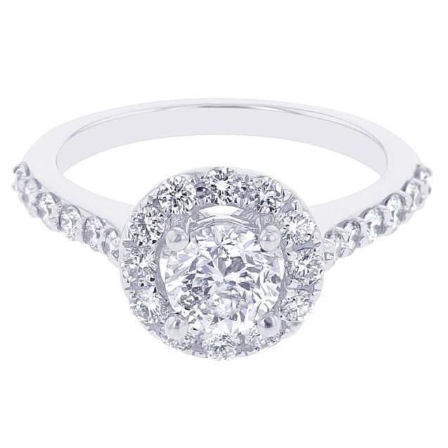 Solitär Mit Akzenten 2,10 Karat Echt Diamant-Halo-Ring