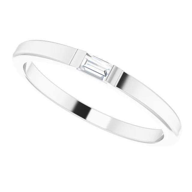 Solitär Natürliche Diamant Ehering Gerade Baguette 0,40 Karat Weißgold 14K