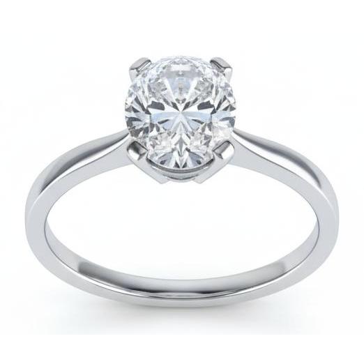 Solitär Oval 2.50 Karat Echte Diamant-Verlobungsring 14K Weißgold