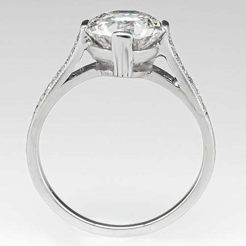 Solitär mit Akzenten Ring rund alter Bergmann Echt Aus der Erde Abgebauter Natürlicher Diamanten 2,50 Karat