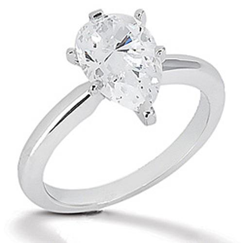 Solitärring Mit Birnen Natürliche Diamant 2 Karat Weißgold