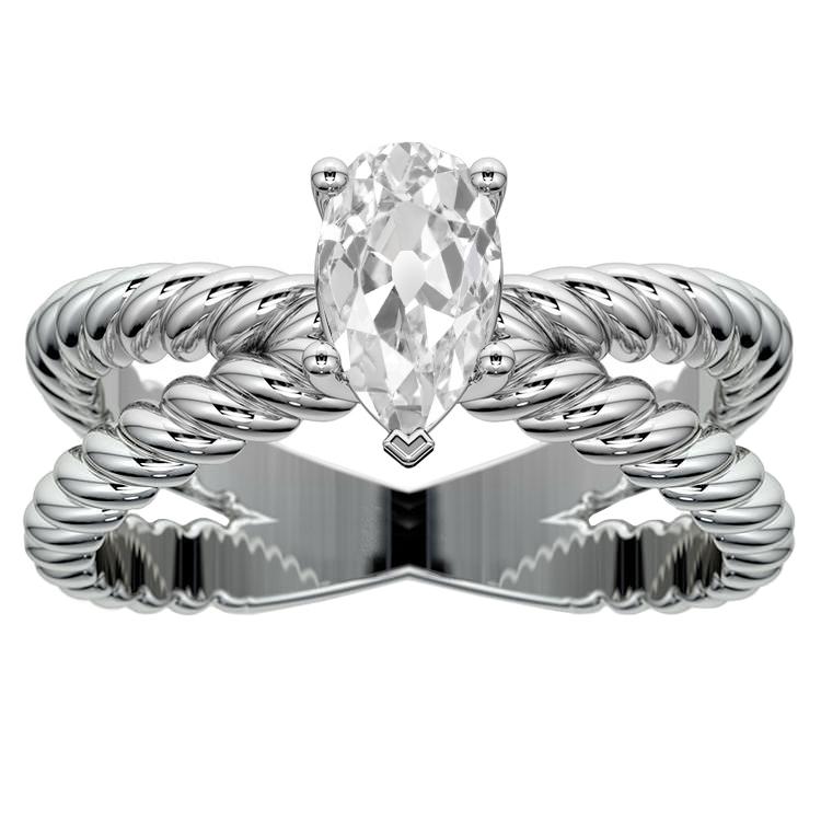Solitärring Old Cut Birnen Natürliche Diamant Split Shank 2,25 Karat Rope Style