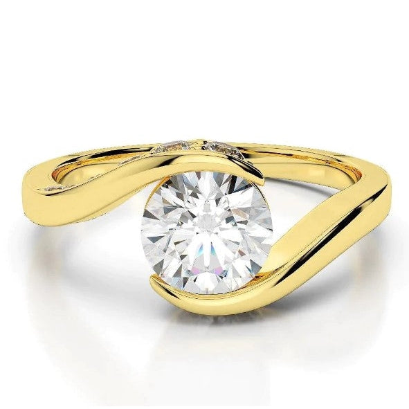 Spannung Wie Echt Diamant-Verlobungsring 2,40 Karat Gelbgold Schmuck