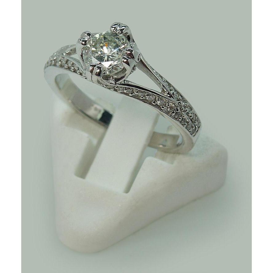 Split Shank Natürliche Diamant Solitaire Mit Akzenten Verlobungsring 1,65 Karat