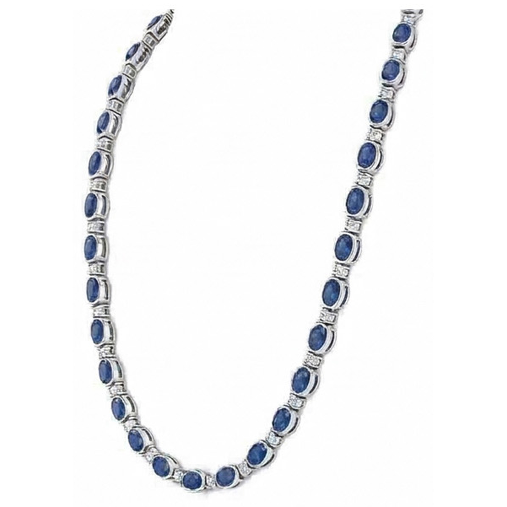 Sri Lanka Blauer Saphir Diamant 40.25 Karat Damen Halskette
