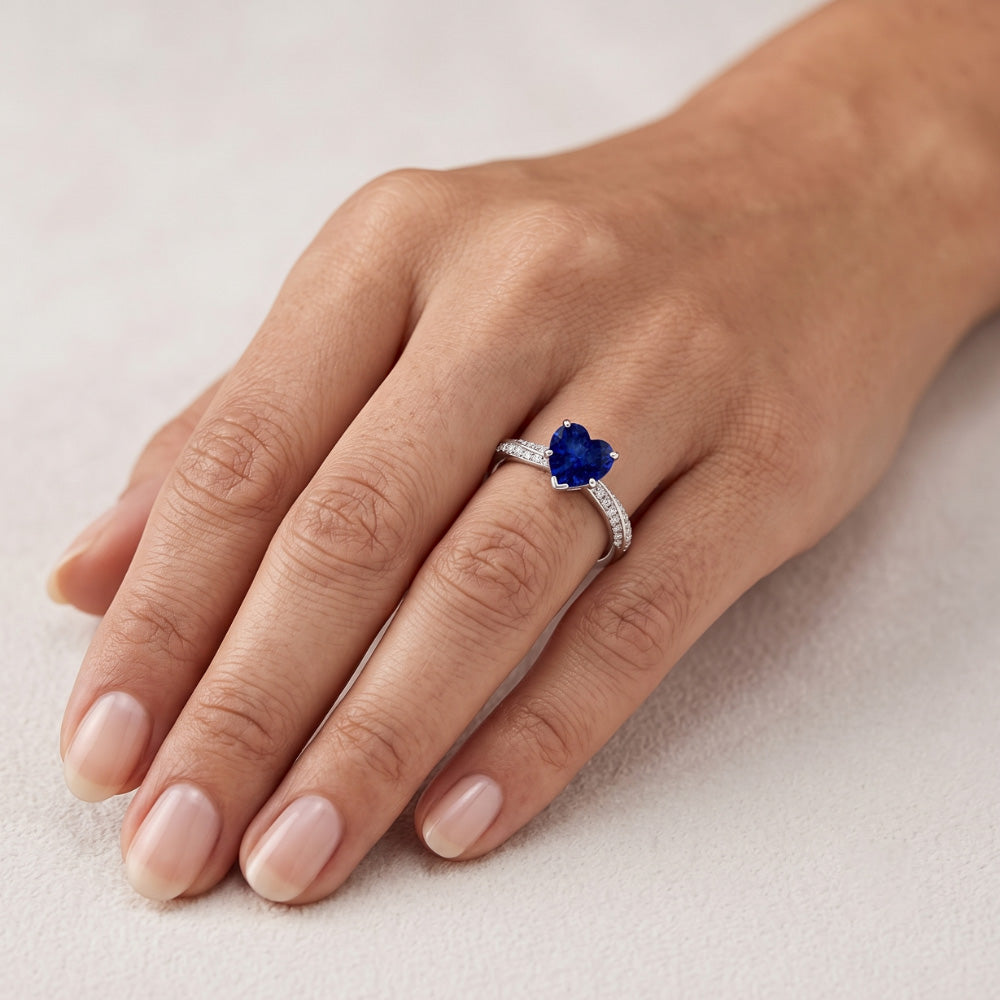 Srilanka Saphir Edelstein Ring Herzschliff 2,50 Karat Natürlicher Diamants ( nicht im Labor gezüchtet )chmuck