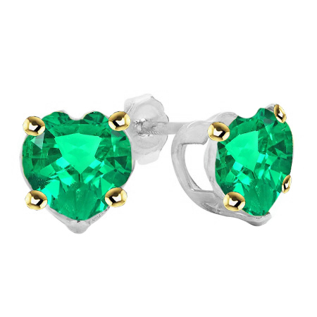 Gemstone Earring Bicolor 14K Gold mit Edler Smaragd – Hauptansicht