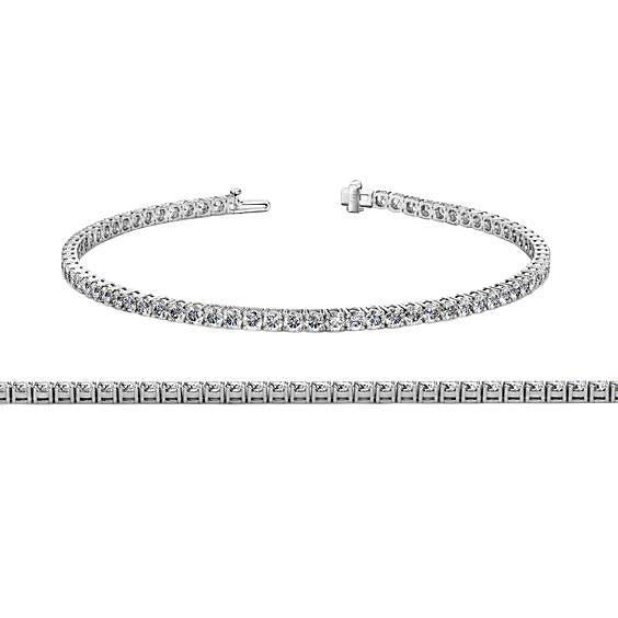 Tennisarmband 5 Karat Echt Diamanten Im Rundschliff Gold Weiß 14K Schmuck