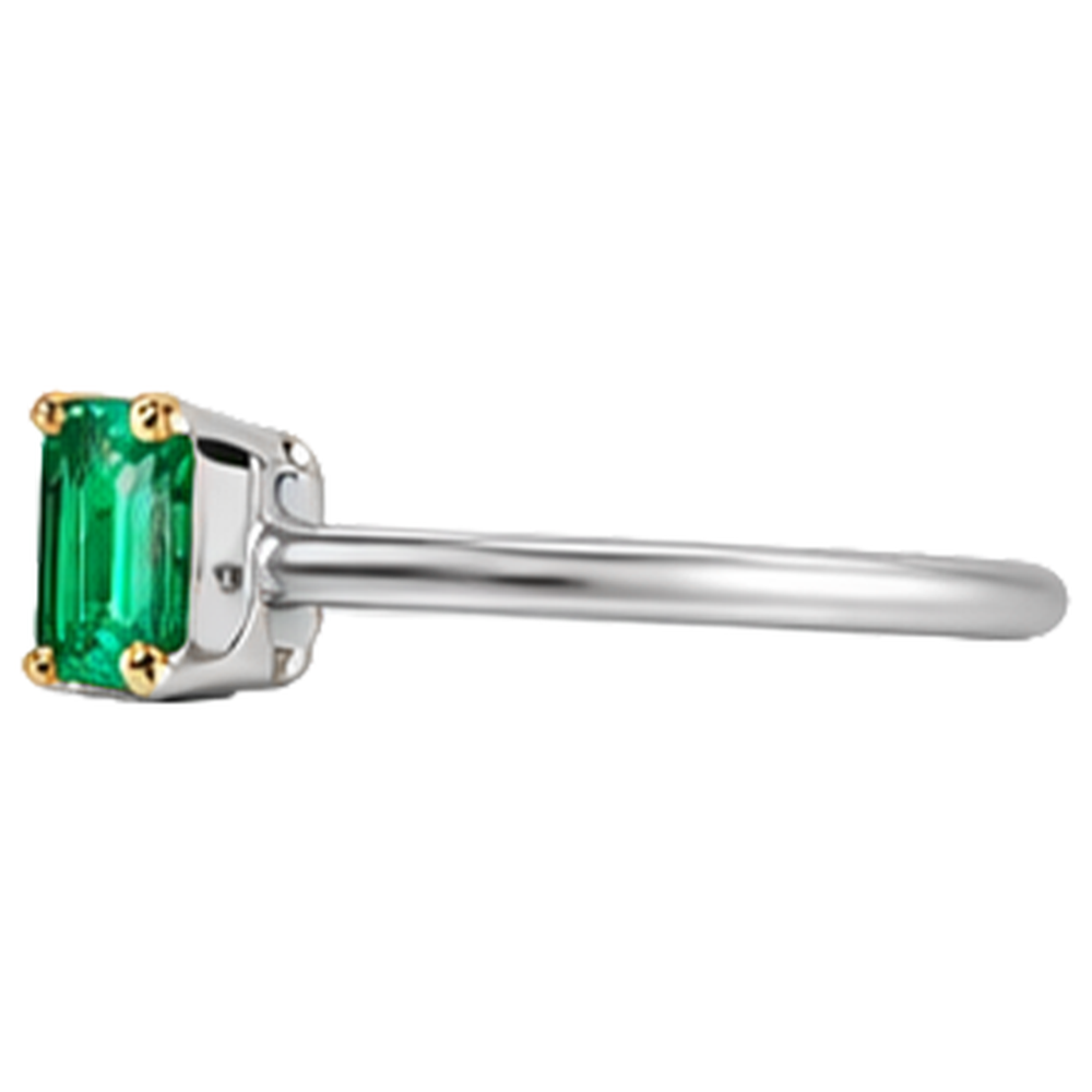 Smaragd-Schliff Kolumbianischer Smaragd Ring in Bicolor 14K Gold – Draufsicht