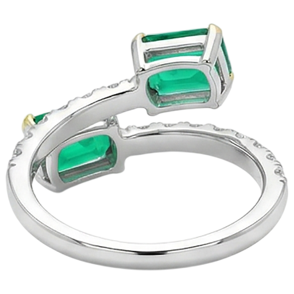 Naturreiner Edler Smaragd Edelstein-Ring 2 Karat Bicolor 14K Gold – Rückansicht