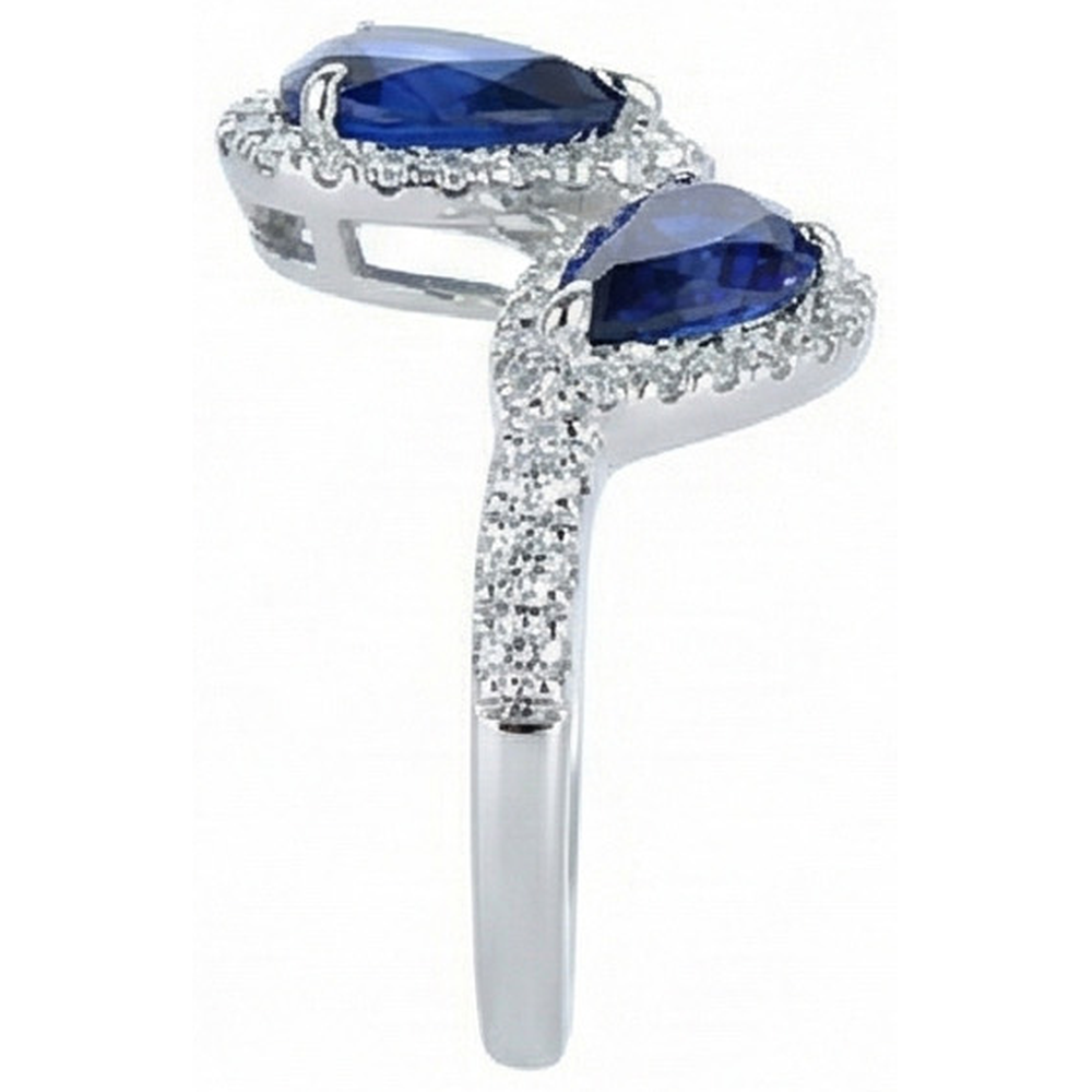Toi et Moi Halo Ring Birne Ceylon Saphire & Natürlicher Diamant ( nicht im Labor gezüchtet )en 5,50 Karat Gold