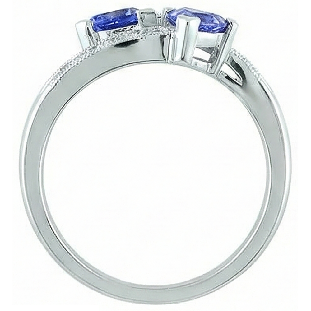 Toi et Moi Trillion Tansanit Ring mit runden Diamanten 2,50 Karat Gold