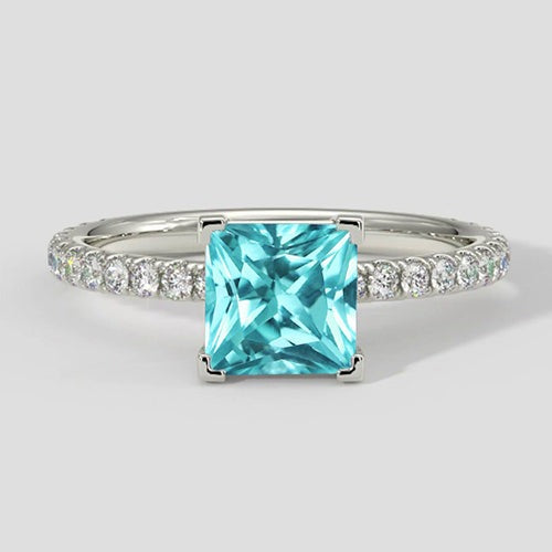 Tropischer blauer Kissen-Paraiba-Ring