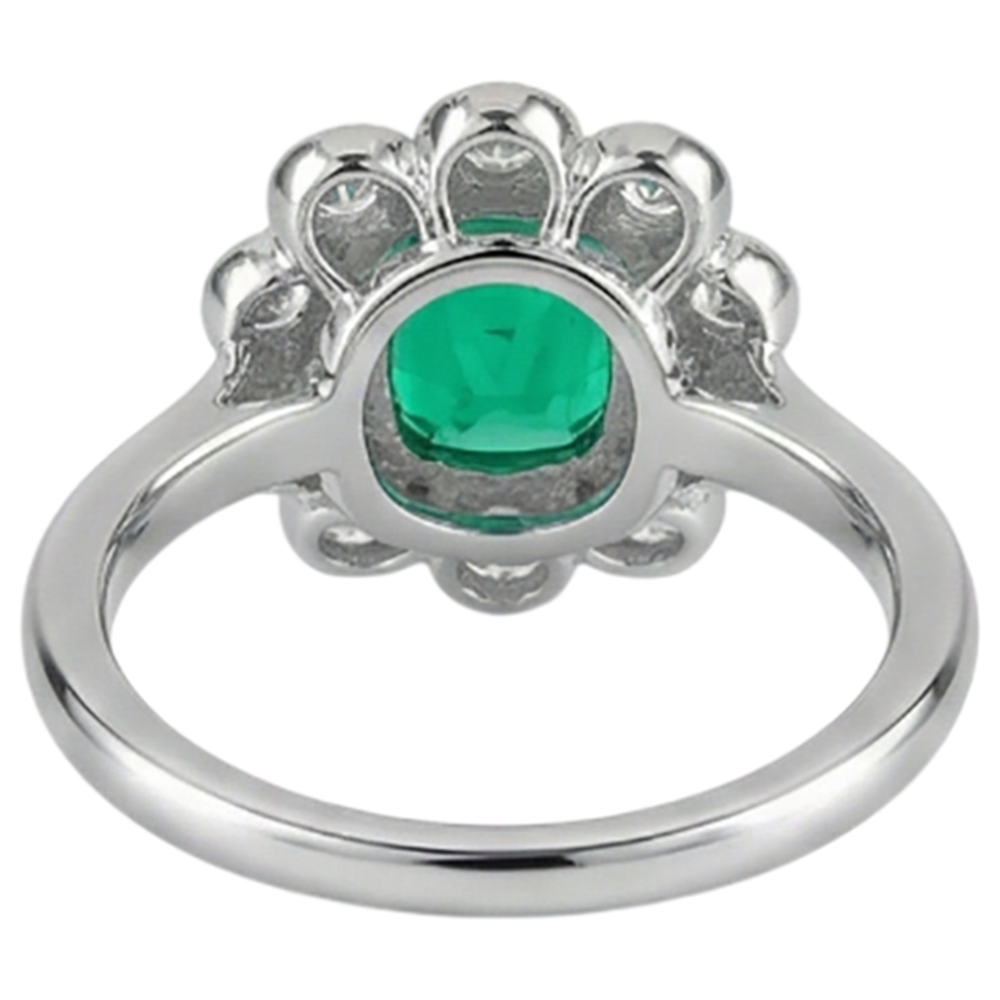 Smaragd Kissen-Schliff Schmuckstein-Ring in Zweifarbiges 14K Gold – Detailansicht
