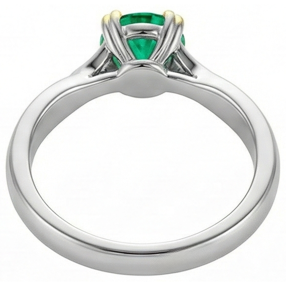 Edelstein-Ring 14 Karat Zweifarbig Gold mit Smaragd – Draufsicht